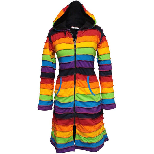 Women's Fleece Lined Knee Length Rainbow Jacket