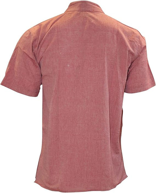 Mens Plain Cottton Grandad Shirt Short Sleeve Hippie Summer Casual Light Top