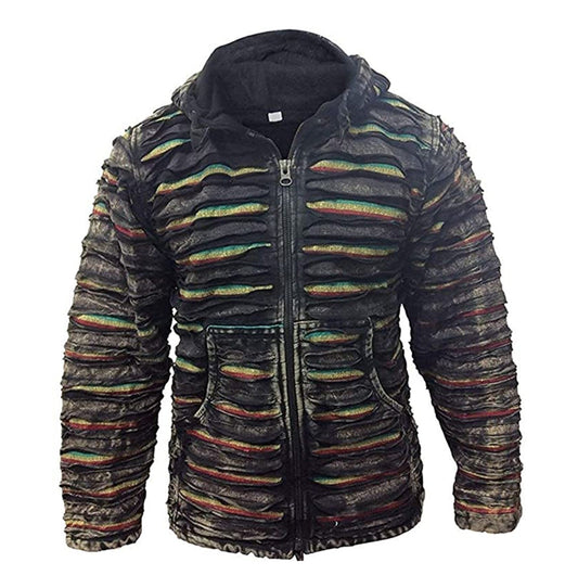 Men's Slashed Detail Hooded Jacket