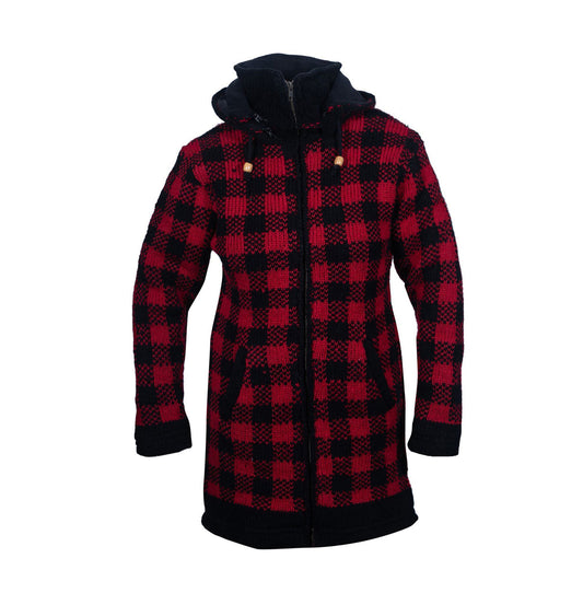 Women's Wool Check Long Coat