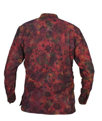 Men's Space Tie Dye Henley Shirt, Hand Made Long Sleeve Collarless Casual Shirt