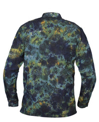 Men's Space Tie Dye Henley Shirt, Hand Made Long Sleeve Collarless Casual Shirt