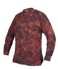 Men's Space Tie Dye Henley Shirt, Hand Made Long Sleeve Collarless Casual Shirt