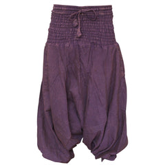 WOMEN STONEWASHED LOOSE FIT PLAIN HIPPIE HAREM TROUSER