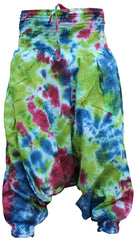 Tie Dye Harem Pants, Colourful Yoga Boho Baggy Trousers Hippie Clothes