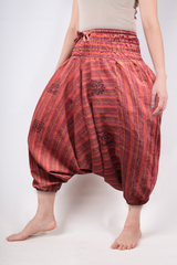 Ezhippie Womens Stonewashed Striped Harem Pants Hippie Trouser