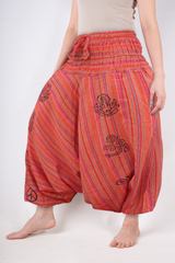 Ezhippie Womens Stonewashed Striped Harem Pants Hippie Trouser