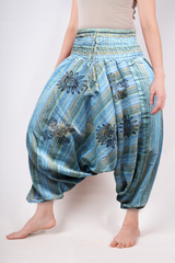 Ezhippie Womens Stonewashed Striped Harem Pants Hippie Trouser