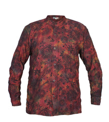 Men's Space Tie Dye Henley Shirt, Hand Made Long Sleeve Collarless Casual Shirt