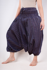 Ezhippie Womens Stonewashed Striped Harem Pants Hippie Trouser