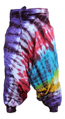 Tie Dye Harem Pants, Colourful Yoga Boho Baggy Trousers Hippie Clothes