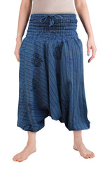 Ezhippie Womens Stonewashed Striped Harem Pants Hippie Trouser