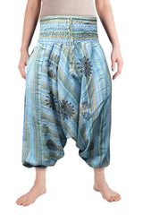 Ezhippie Womens Stonewashed Striped Harem Pants Hippie Trouser