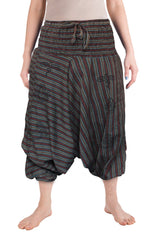 Ezhippie Womens Stonewashed Striped Harem Pants Hippie Trouser