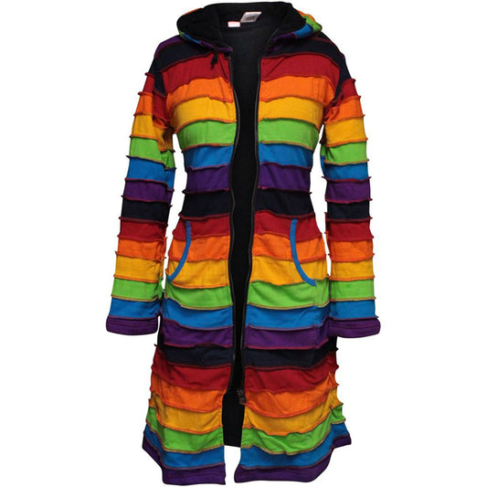 Women's Fleece Lined Knee Length Rainbow Jacket