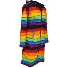 Women's Fleece Lined Knee Length Rainbow Jacket
