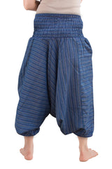 Ezhippie Womens Stonewashed Striped Harem Pants Hippie Trouser