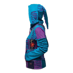Women's Purple Turquoise Embroidered Hoodie