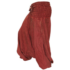 WOMEN STONEWASHED LOOSE FIT PLAIN HIPPIE HAREM TROUSER