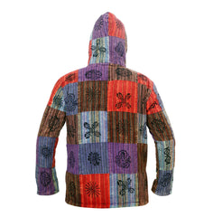 Men's Symbol Striped Patchwork Hooded Shirt