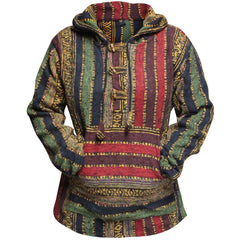Women's Multicolored Hippie Pullover Hoodie Boho Baja