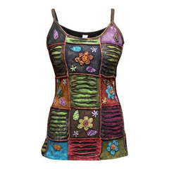 WOMEN STONEWASHED PATCHWORK SLASHED SUMMER FESTIVAL VEST TOP