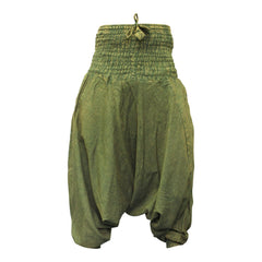 WOMEN STONEWASHED LOOSE FIT PLAIN HIPPIE HAREM TROUSER