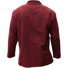 Mens Plain Hemp Band Collar Hippy Summer Light Tops Full Sleeve Grandad Shirt