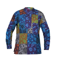 MEN COTTON SPACE PRINTED HANDMADE CASUAL GRANDAD SHIRT
