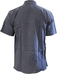 Mens Plain Cottton Grandad Shirt Short Sleeve Hippie Summer Casual Light Top