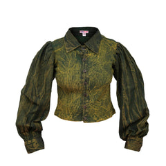 Women Long Sleeve Button Down Boho Short Shirt