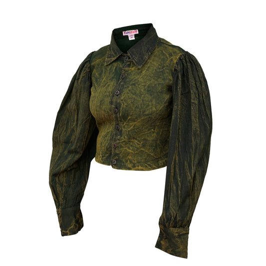 Women Long Sleeve Button Down Boho Short Shirt