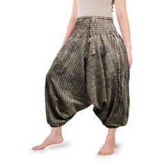 Ezhippie Womens Stonewashed Striped Harem Pants Hippie Trouser