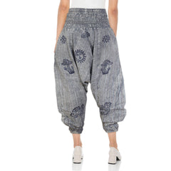 Ezhippie Womens Stonewashed Striped Harem Pants Hippie Trouser