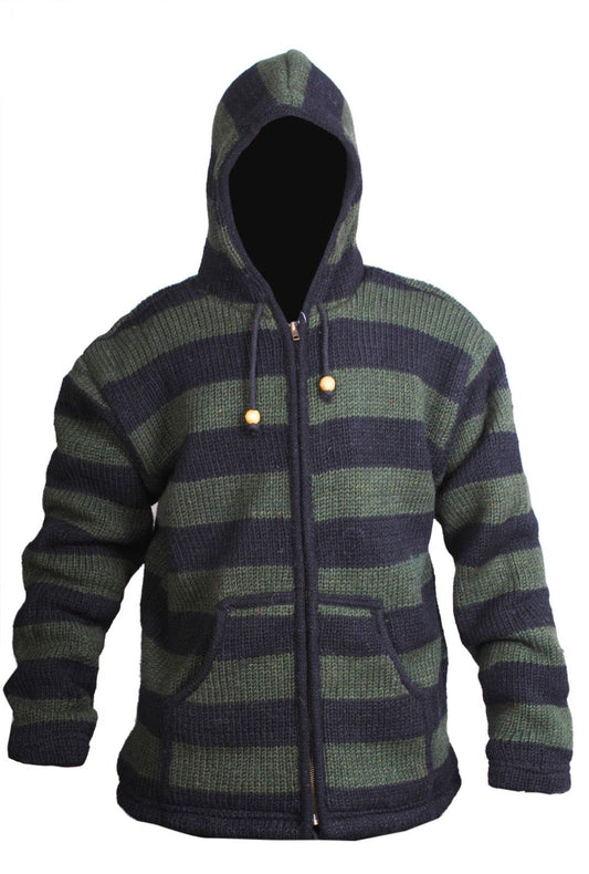 Men's Striped Zip Up Hooded Jacket