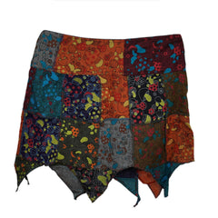 Women Hippie Popper Bohemian Mini Skirts with Hip Pockets