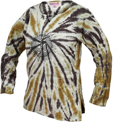 Womens Tie Dye Long Sleeve Shirt Pull-On Hippie Tops