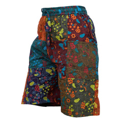 Mens Patchwork Mushroom Print Hippie Summer Shorts