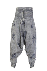 Ezhippie Womens Stonewashed Striped Harem Pants Hippie Trouser