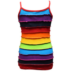 Women Rainbow Striped Multicolored Vest Hippie Sleeveless Tank Top