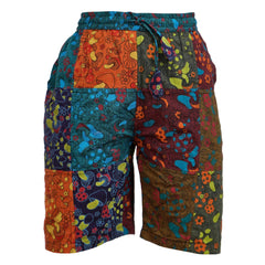Mens Patchwork Mushroom Print Hippie Summer Shorts