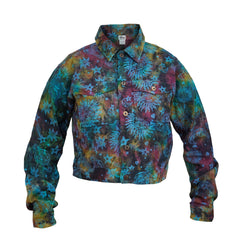 Womens Long Sleeve Tops Tie Dye Button Down Hippie Shirt