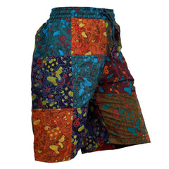 Mens Patchwork Mushroom Print Hippie Summer Shorts