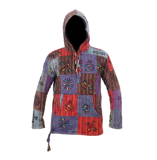 Men's Symbol Striped Patchwork Hooded Shirt