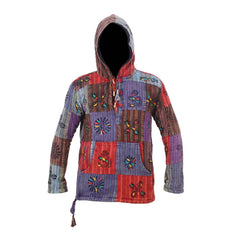 Men's Symbol Striped Patchwork Hooded Shirt