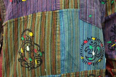 Men's Patchwork Stonewashed Lace Up Shirt