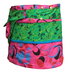 WOMEN REVERSIBLE BOTH SIDE WRAP ROUND HIPPIE POPPER SKIRTS