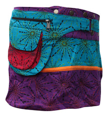 WOMEN REVERSIBLE BOTH SIDE WRAP ROUND HIPPIE POPPER SKIRTS