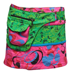 WOMEN REVERSIBLE BOTH SIDE WRAP ROUND HIPPIE POPPER SKIRTS