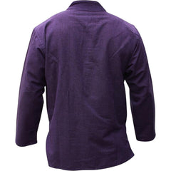 Mens Plain Hemp Band Collar Hippy Summer Light Tops Full Sleeve Grandad Shirt